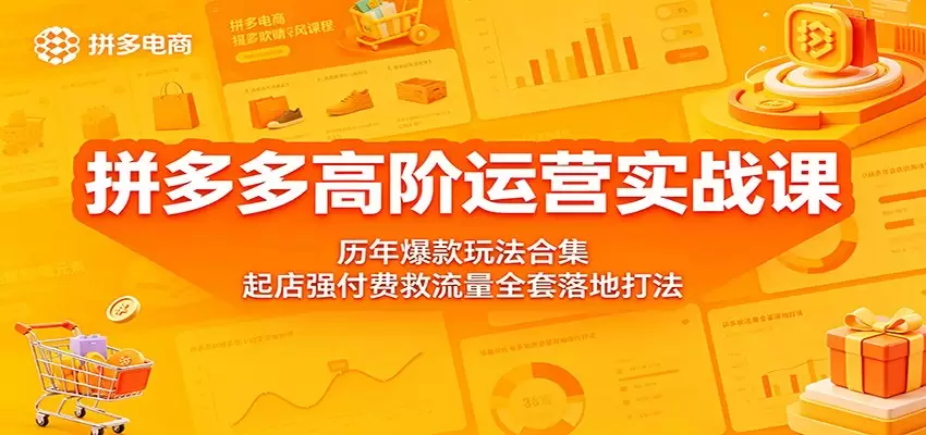拼多多高阶运营实战课：历年爆款玩法合集，起店强付费救流量全套落地打法|青心网创站