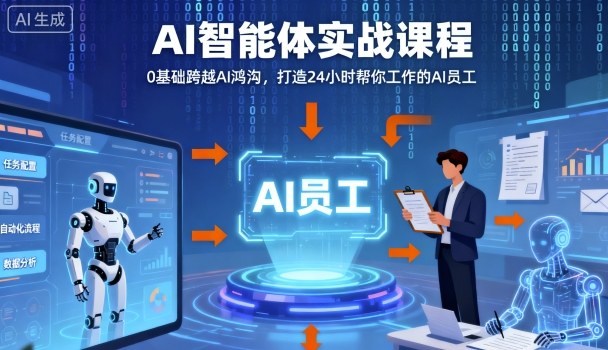 Ai智能体实战课程,0基础跨越Ai鸿沟,打造24小时帮你工作的Ai员工,打破常规,以实战定义Ai-青心网创站
