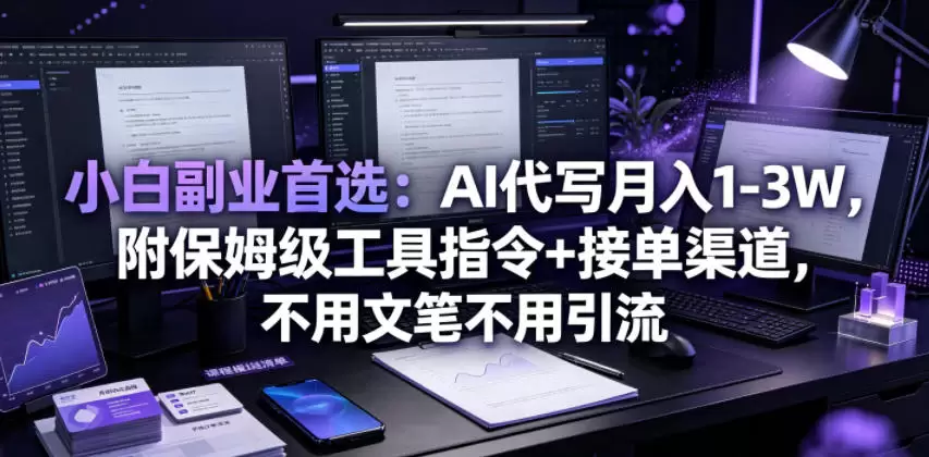 小白副业首选：AI代写月入1-3W，附保姆级工具指令+接单渠道，不用文笔不用引流【揭秘】|青心网创站