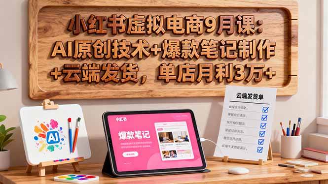 图片[1]-（16287期）小红书虚拟电商9月课：AI原创技术+爆款笔记制作+云端发货，单店月利3万+-青心网创站
