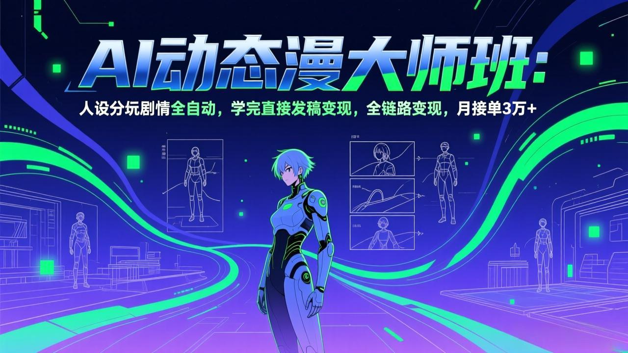 AI动态漫剧大师班:人设分镜剧情全自动,学完直接发稿变现,全链路变现,月接单3万+青心网创青心网创站