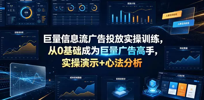 巨量信息流广告投放实操训练，从0基础成为巨量广告高手，实操演示+心法分析|青心网创站