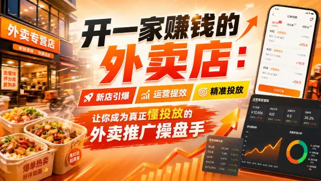 开一家賺钱的外卖店：新店引爆·运营提效·精准投放，让你成为真正懂投放的外卖推广操盘手 - 青心资源站