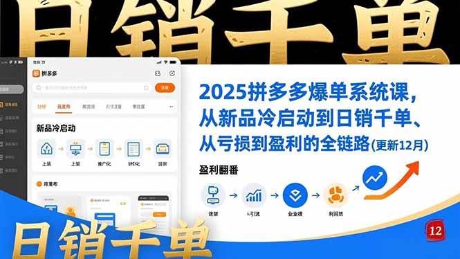 （16894期）2025拼多多爆单系统课，从新品冷启动到日销千单、从亏损到盈利的全链路（更新12月）-青心网创站