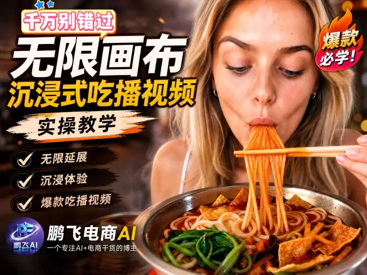 保姆级教程｜用AI无线画布做沉浸式吃播，3步直接出片，无线画布工作流，操作简单好上手|青心网创站