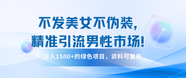 不发美女不伪装，精准引流男性市场！日入多张的绿色项目，资料可复用-青心网创站
