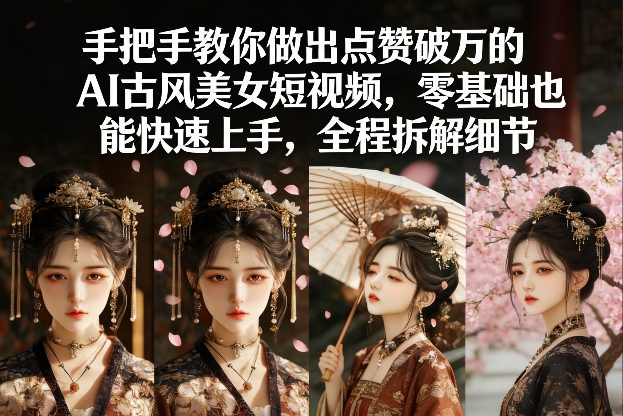 手把手教你做出点赞破万的AI古风美女短视频,零基础也能快速上手,全程拆解细节青心网创青心网创站