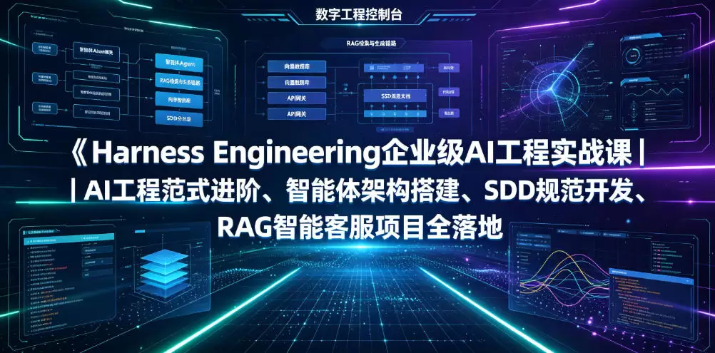 Harness Engineering企业级AI工程实战课｜AI工程范式进阶、智能体架构搭建、SDD规范开发、RAG智能客服项目全落地|青心网创站
