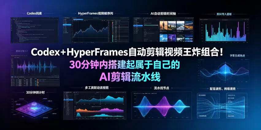 Codex＋HyperFrames自动剪辑视频王炸组合！30分钟内搭建起属于自己的AI剪辑流水线(完整版实操教程手册)|青心网创站
