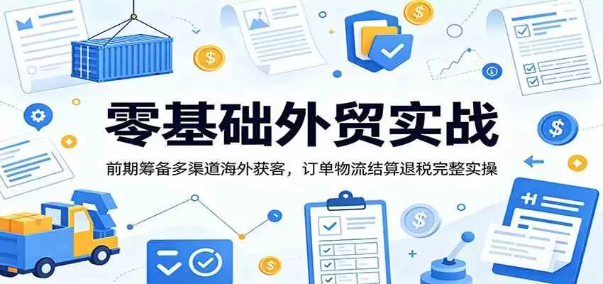 零基础外贸实战：前期筹备多渠道海外获客，订单物流结算退税完整实操|青心网创站
