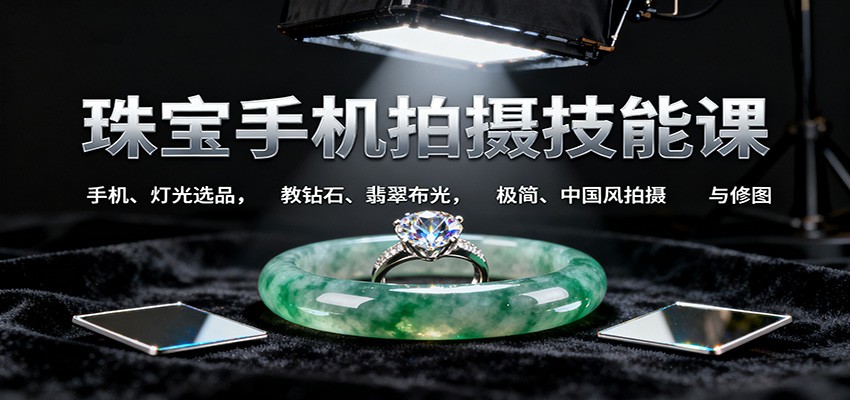 图片[1]-珠宝手机拍摄技能课:手机、 灯光选品，教钻石、翡翠布光，极简、中国风拍摄与修图-网创之家