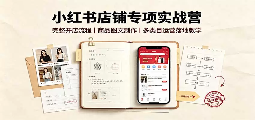 小红书店铺专项实战营：完整开店流程，商品图文制作，多类目运营落地教学 - 青心资源站