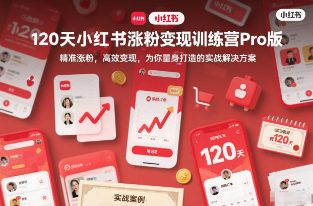 120天小红书涨粉变现训练营Pro版，精准涨粉，高效变现，为你量身打造的实战解决方案-青心网创站