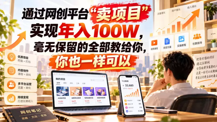 通过网创平台“卖项目”实现年入100W，毫无保留的全部教给你，你也一样可以！【揭秘】 - 青心资源站
