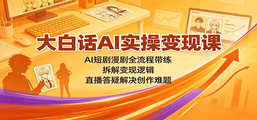 大白话AI实操变现课：AI短剧漫剧全流程带练，拆解变现逻辑，直播答疑解决创作难题|青心网创站