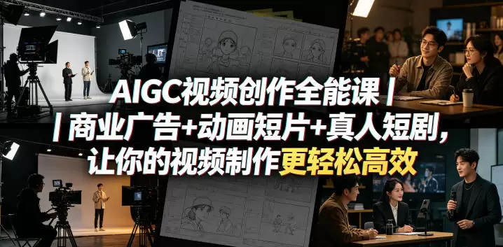 AIGC视频创作全能课｜商业广告+动画短片+真人短剧，让你的视频制作更轻松高效|青心网创站
