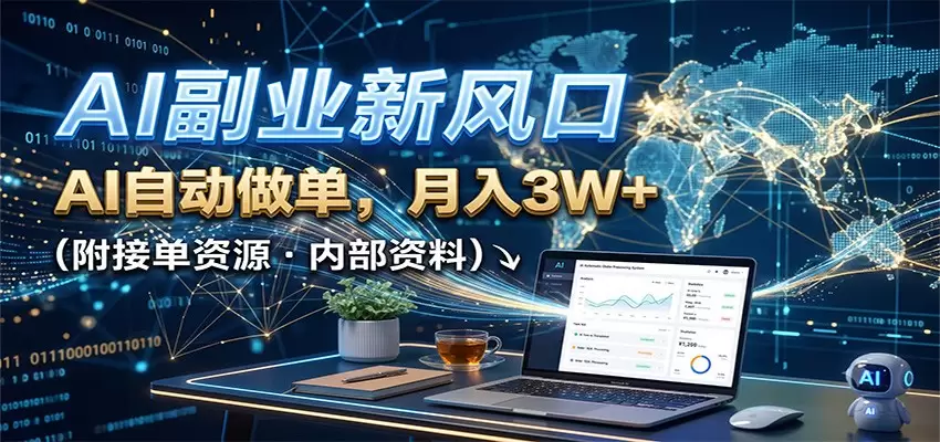 AI副业新风口，AI自动做单，月入3W+，附接单资源|青心网创站