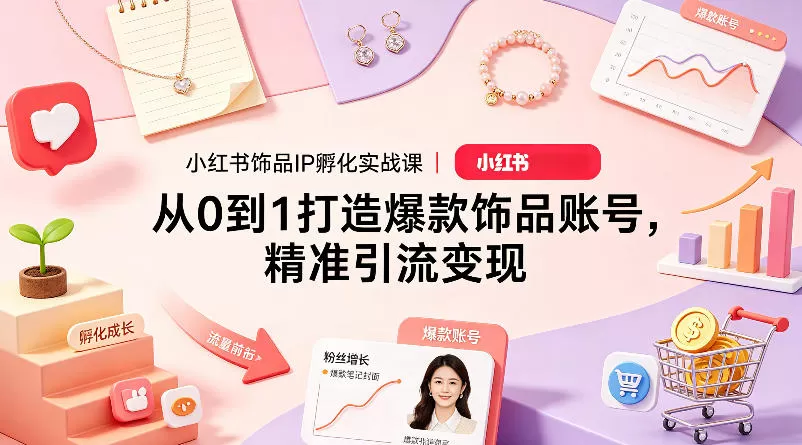 小红书饰品IP孵化实战课｜从0到1打造爆款饰品账号，精准引流变现|青心网创站