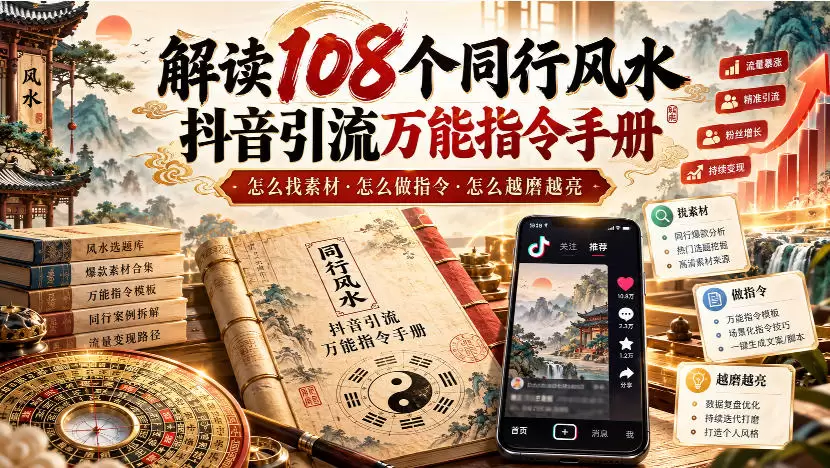 解读108个同行风水抖音引流万能指令手册，怎么找素材·怎么做指令·怎么越磨越亮【文档】 - 青心资源站