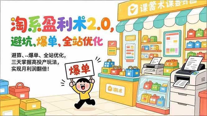 （17127期）淘系盈利术2.0，避坑、爆单、全站优化，三天掌握高投产玩法，实现月利润翻倍！青心网创青心网创站