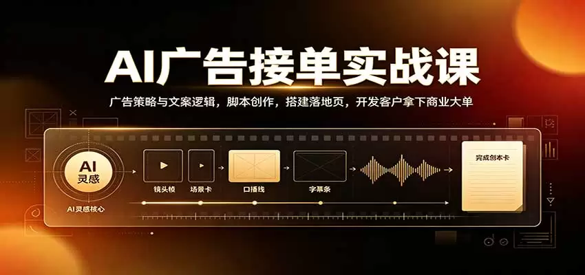 AI广告接单实战：广告策略与文案逻辑，脚本创作，搭建落地页，开发客户拿下商业大单|青心资源站