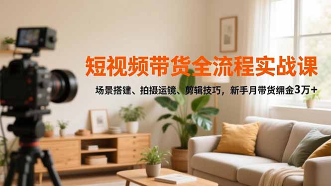 短视频带货全流程实战课，场景搭建、拍摄运镜、剪辑技巧，新手月带货佣金3万+-青心网创站