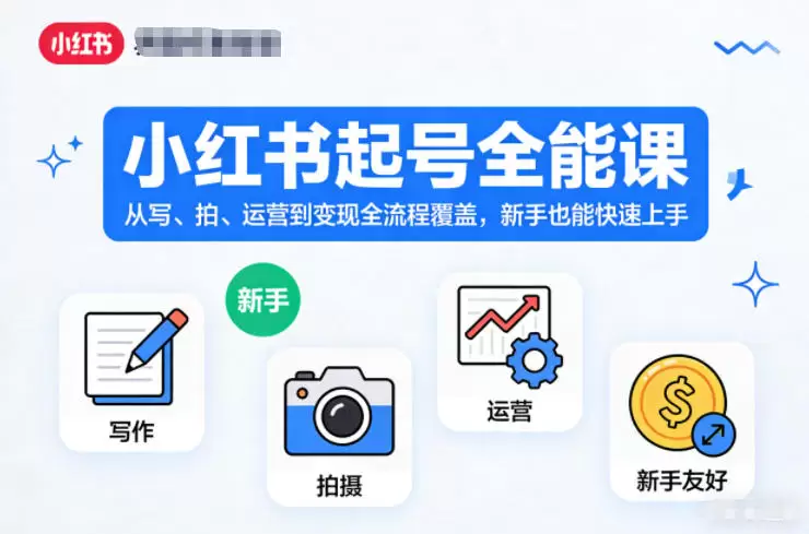 小红书起号全能课，从写、拍、运营到变现全流程覆盖，新手也能快速上手(更新)|青心网创站