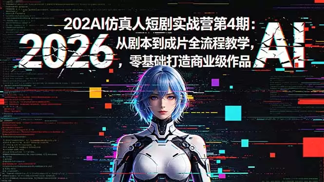 2026AI仿真人短剧实战营第4期：从剧本到成片全流程教学，零基础打造商业级作品|青心网创站