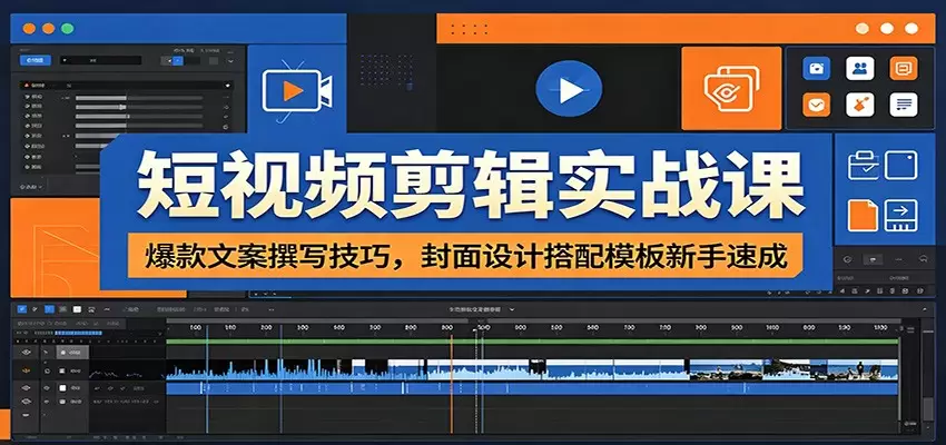 短视频剪辑实战课：爆款文案撰写技巧，封面设计搭配模板新手速成|青心网创站