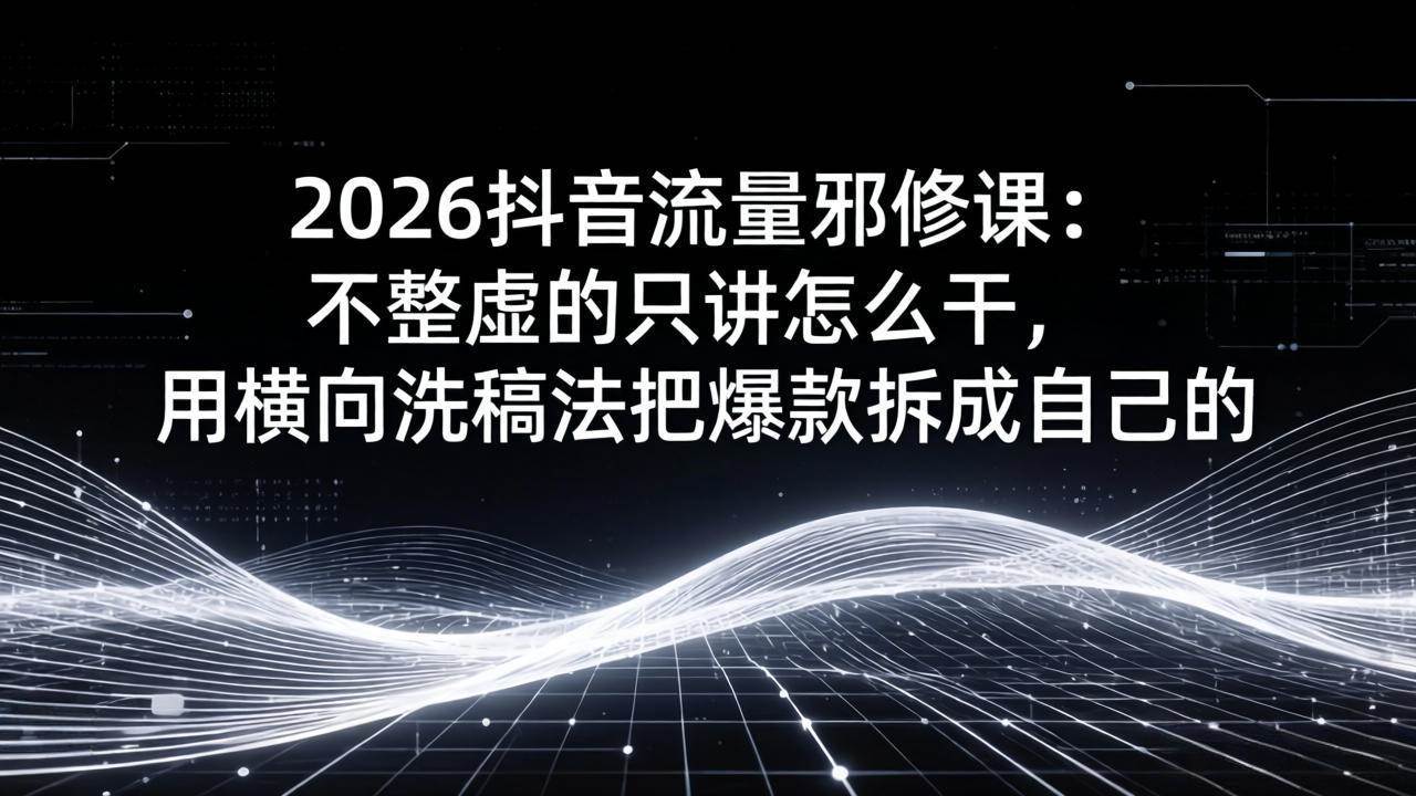 (17725期)2026抖音流量邪修课:不整虚的只讲怎么干,用横向洗稿法把爆款拆成自己的 (17725期)2026抖音流量邪修课:不整虚的只讲怎么干,用横向洗稿法把爆款拆成自己的
