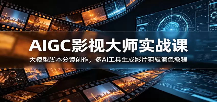 AIGC影视大师实战课：大模型脚本分镜创作，多AI工具生成影片剪辑调色教程|青心网创站