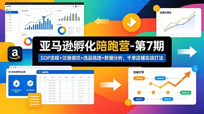 亚马逊孵化陪跑营-第7期：SOP流程+注册避坑+选品梳理+数据分析，千单店铺实战打法|青心网创站