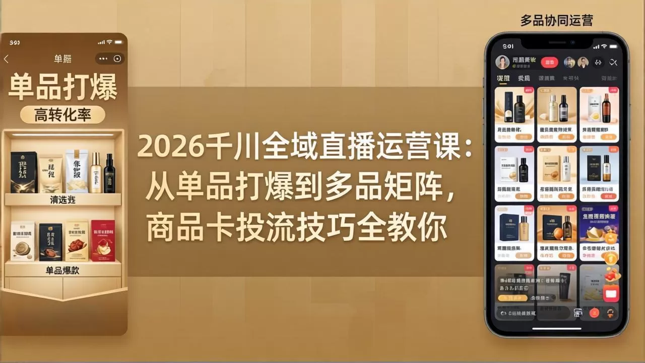2026千川全域直播运营课:从单品打爆到多品矩阵,商品卡投流技巧全教你|青心网创站