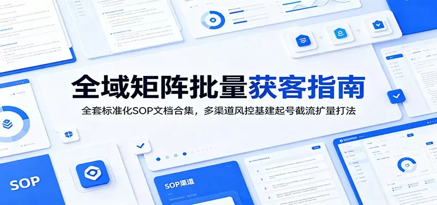 全域矩阵批量获客指南：全套标准化SOP文档合集，多渠道风控基建起号截流扩量打法|青心网创站