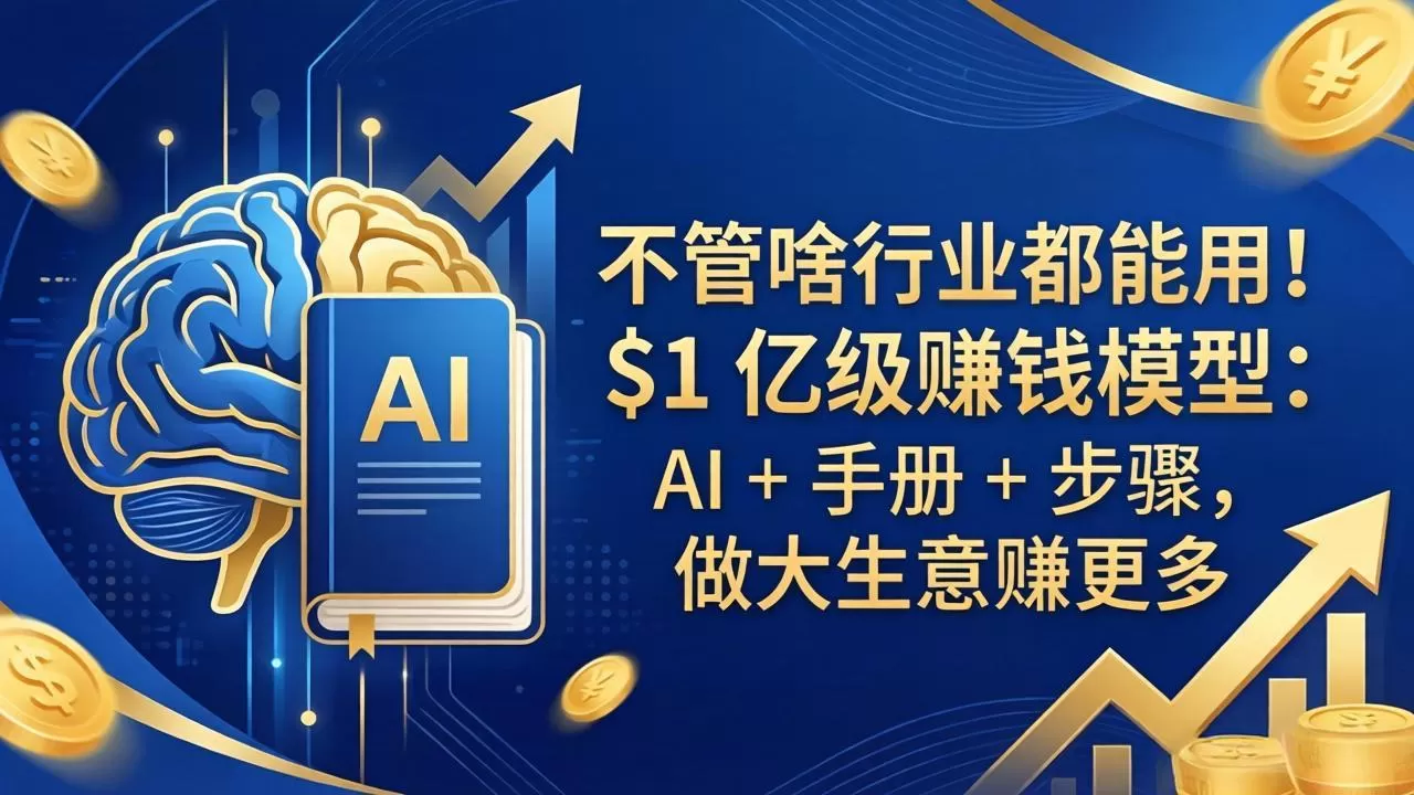 不管啥行业都能用！$1 亿级赚钱模型：AI + 手册 + 步骤，做大生意赚更多|青心网创站