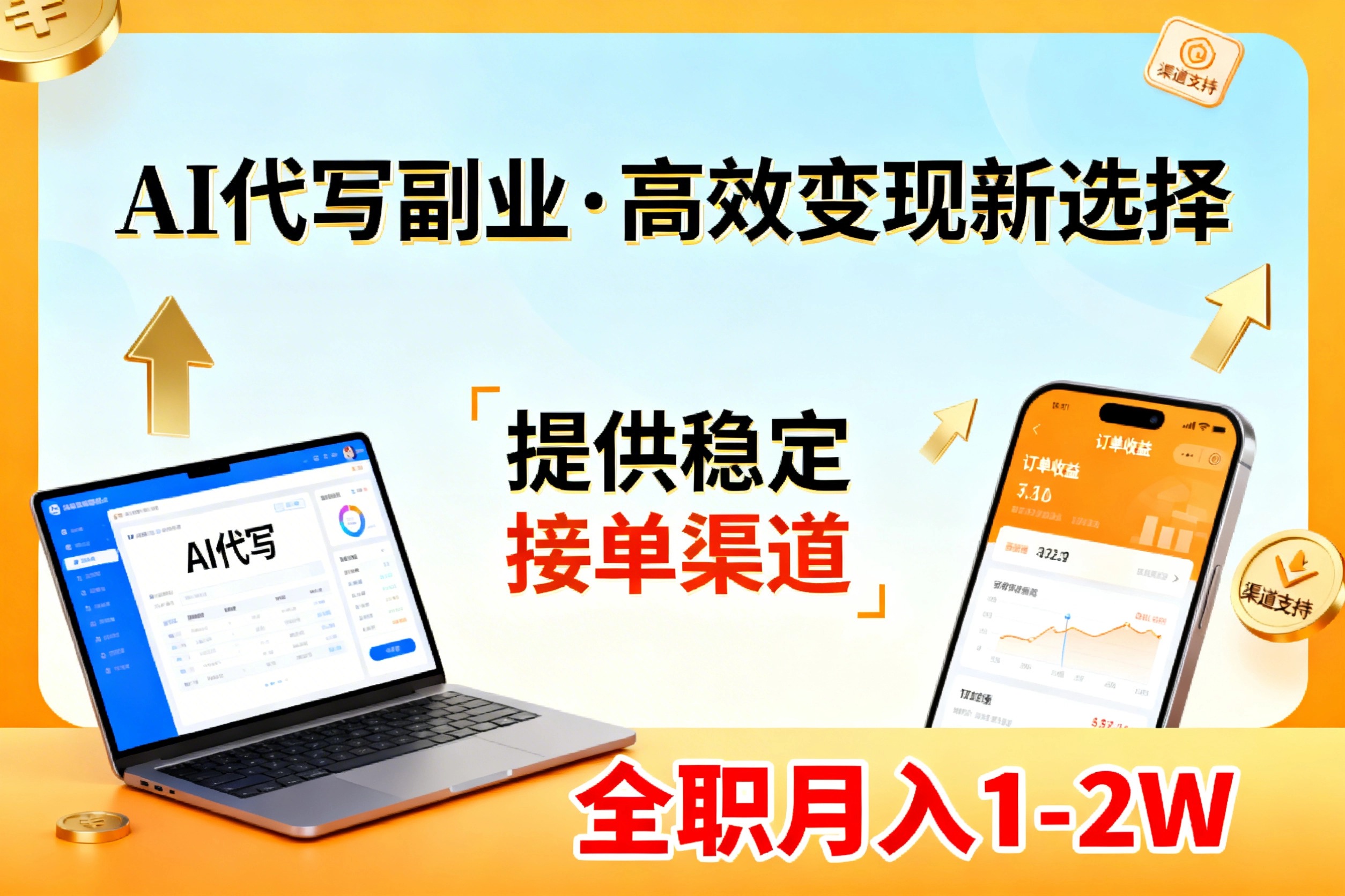 AI代写副业，高效变现，提供渠道，永不失业副业兼职 全职月入1-2W【SOP手册】青心网创青心网创站