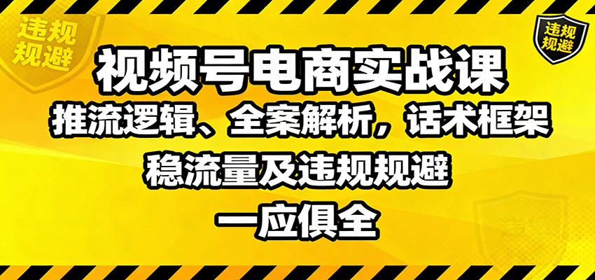 视频号电商实战课：推流逻辑、全案解析，话术框架，稳流量及违规规避等-青心网创站