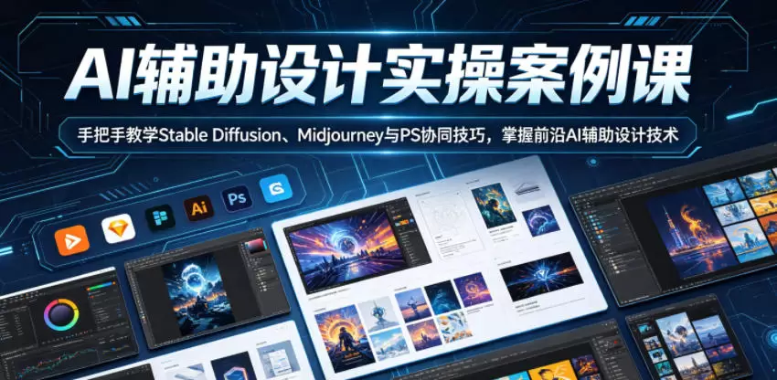 AI辅助设计实操案例课，手把手教学Stable Diffusion、Midjourney与PS协同技巧，掌握前沿AI辅助设计技术|青心网创站
