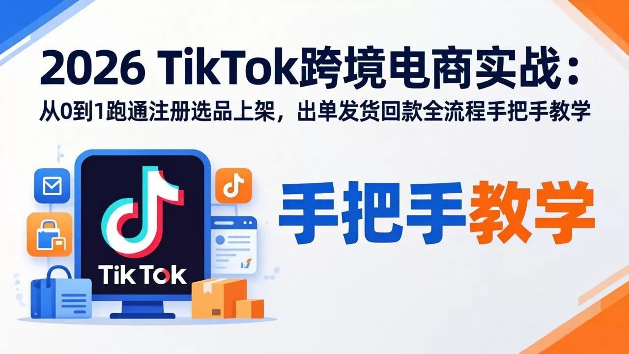 2026TikTok跨境电商实战-更新:从0到1跑通注册选品上架,出单发货回款全流程手把手教学|青心网创站
