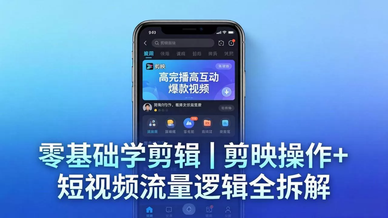 （18117期） 【零基础学剪辑】剪映操作+短视频流量逻辑全拆解｜手把手教你剪出高完播高互动爆款视频|青心网创站