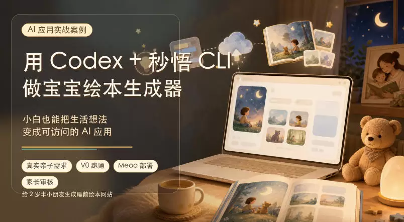 AI应用实战案例，用Codex+秒悟CLl做宝宝绘本生成器，小白也能把生活想法变成可访问的AI应用|青心网创站