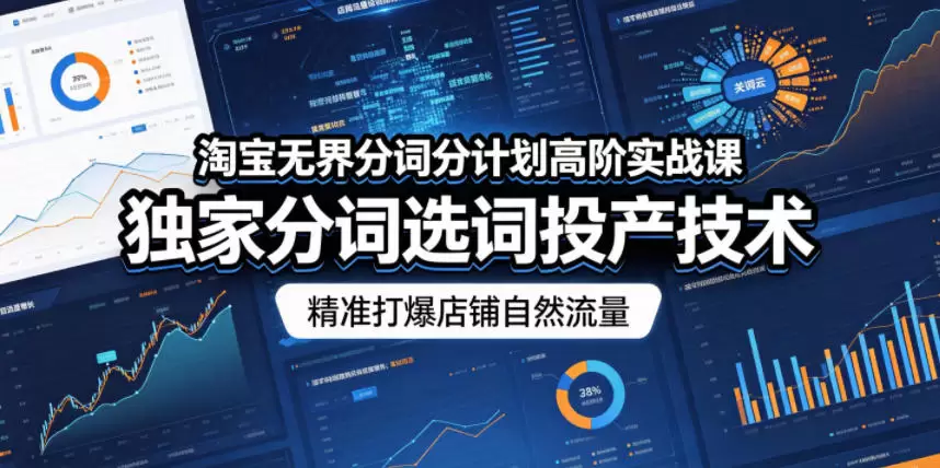 淘宝无界分词分计划高阶实战课，独家分词选词投产技术，精准打爆店铺自然流量|青心网创站