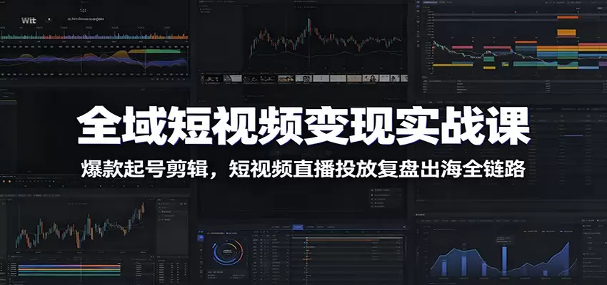 全域短视频变现实战课：爆款起号剪辑，短视频直播投放复盘出海全链路|青心网创站