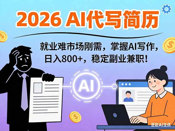 （17119期）AI代写简历，超暴利，用万能模板月入1-3万实战教程，2026年市场刚需！青心网创青心网创站