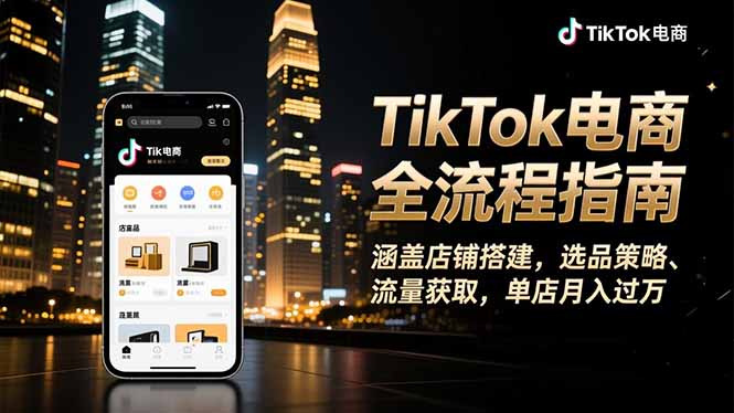 TikTok电商全流程指南,涵盖店铺搭建、选品策略、流量获取,单店月入过万-青心网创站