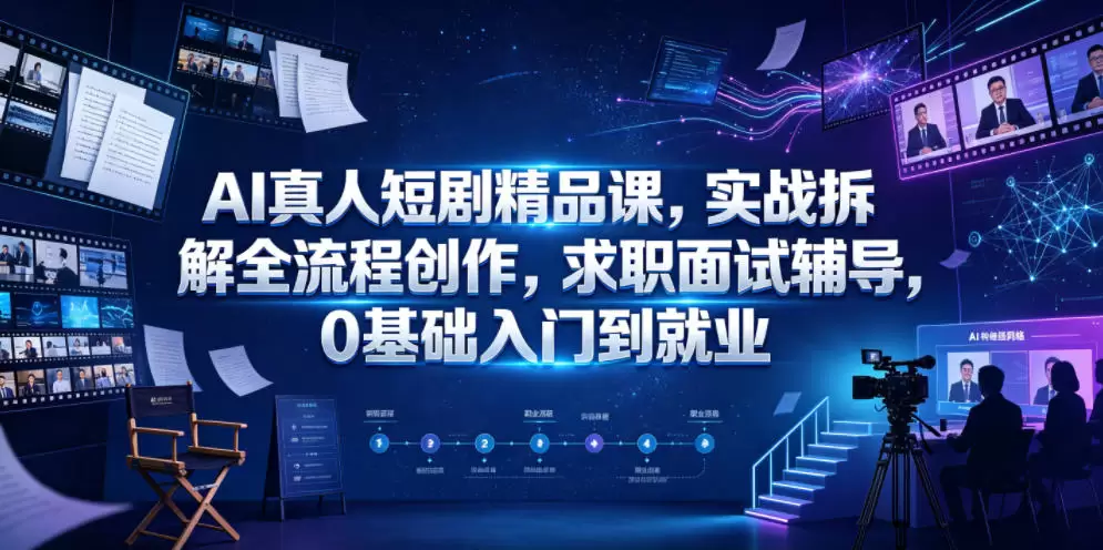 AI真人短剧精品课，实战拆解全流程创作，求职面试辅导，0基础入门到就业|青心网创站