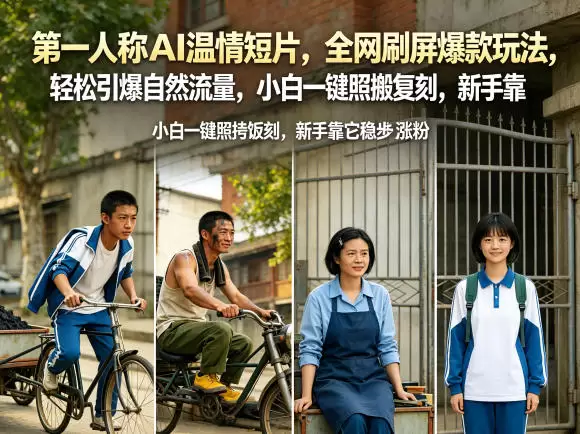 第一人称AI温情短片，全网刷屏爆款玩法，轻松引爆自然流量，小白一键照搬复刻，新手靠它稳步涨粉|青心网创站