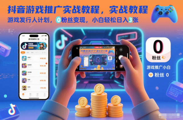 抖音游戏推广实战教程,游戏发行人计划,0粉丝变现,小白轻松日入3张-青心网创站