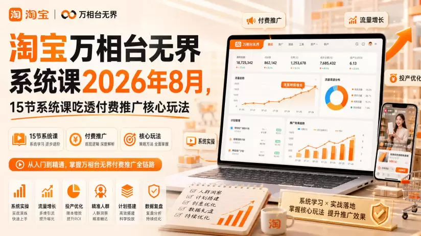 淘宝万相台无界系统课2026年8月，15节系统课吃透付费推广核心玩法|青心网创站