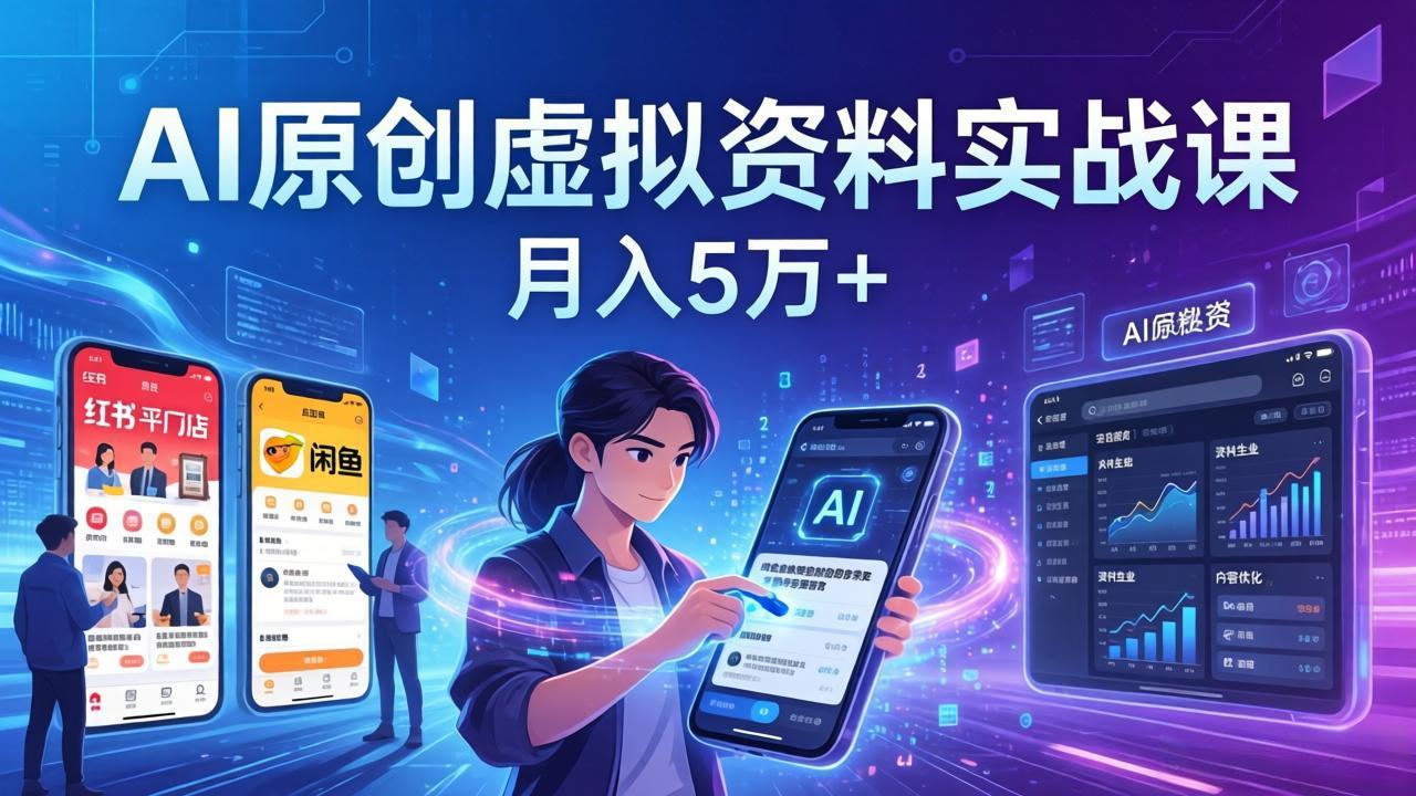 AI原创虚拟资料实战课:2026新机会,小红书闲鱼开店,普通人用AI轻松变现,月入5万+|青心网创站
